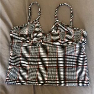Grey plaid crop top